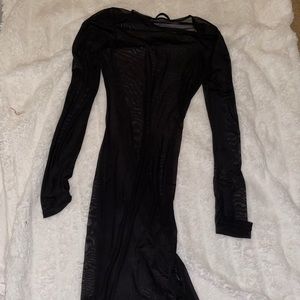 Black mesh longsleeve dress